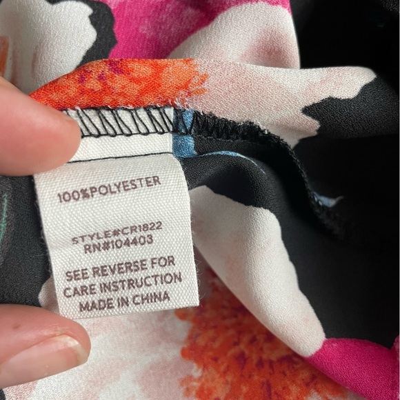 Gorgeous Blu Pepper Black Floral Chiffon Blouse Drop Sleeves - Picture 7 of 9